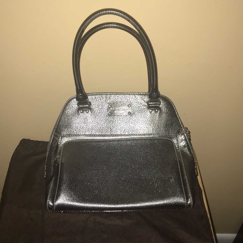Kate Spade Pewter Satchel w/ Gold Accents